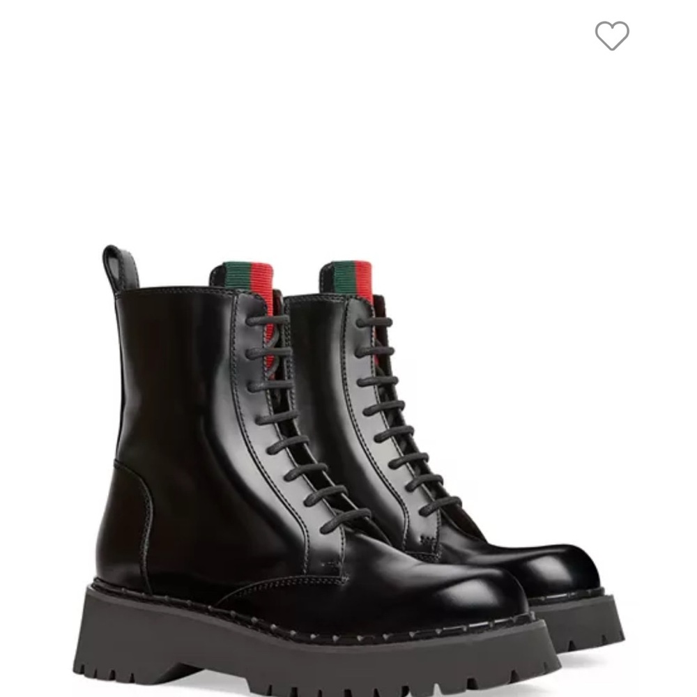 Gucci Black Combat Moto Boots with Chunky Sole
